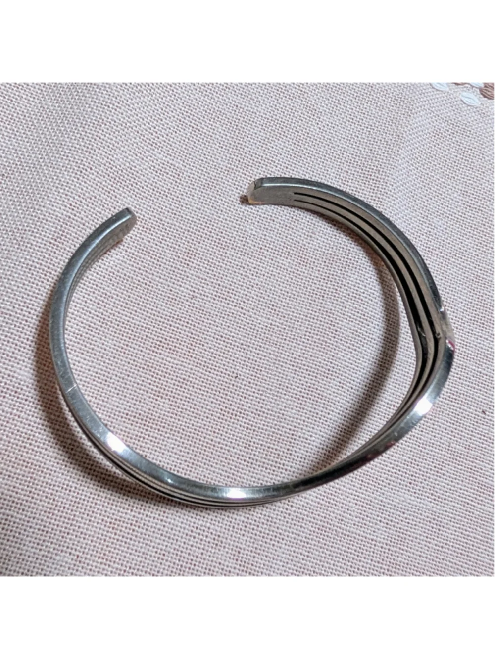 Sterling Silver Modernist Wave Cuff Bracelet 925 Triple Band Artisan Minimalist